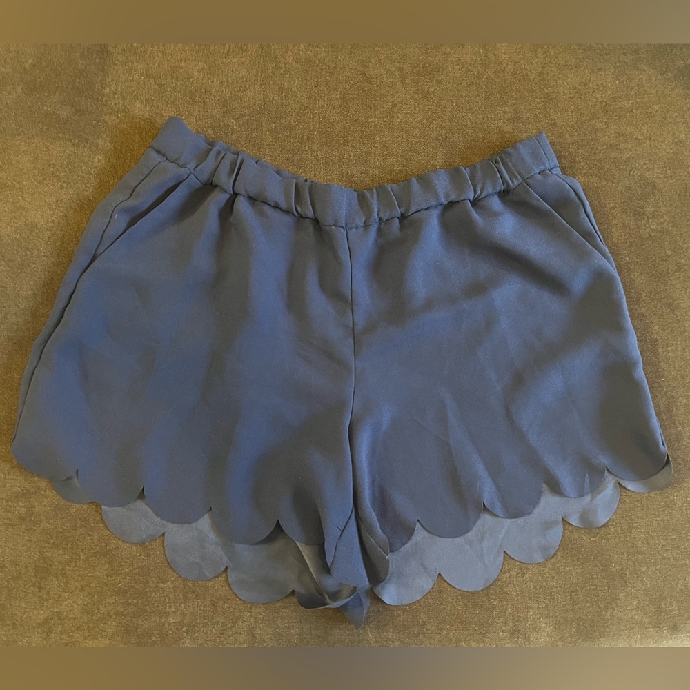 Madewell Scallop Hem Pull on Shorts (Blue, Size L)